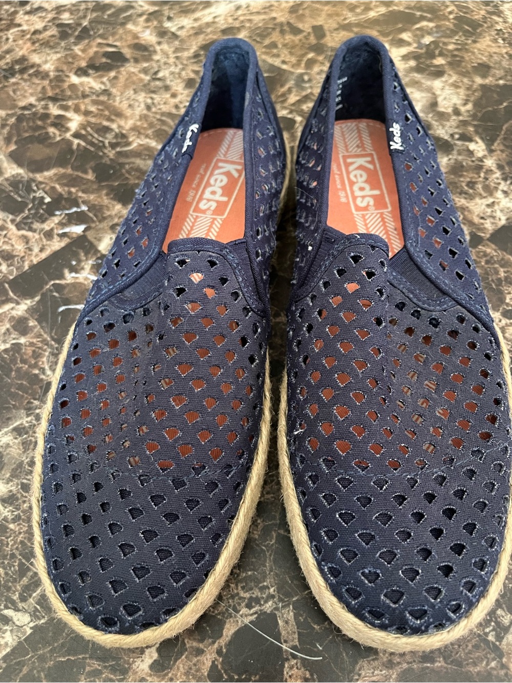 Keds Navy Perforated Slip-On Espadrille Sneakers size 7 euc